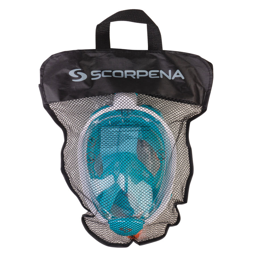 Маска полнолицевая для плавания Scorpena Swim малая, бирюз. S