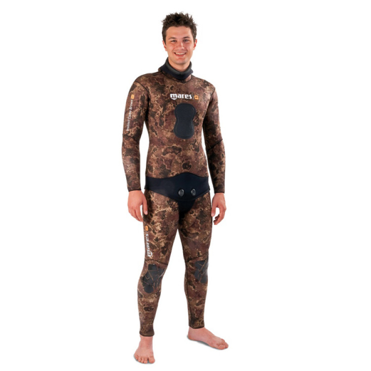 Штаны гидрокостюма для подводной охоты MARES SF INSTINCT CAMO 35 BR, 3,5мм, с открытой порой внутри, цв.коричневый камуфляж