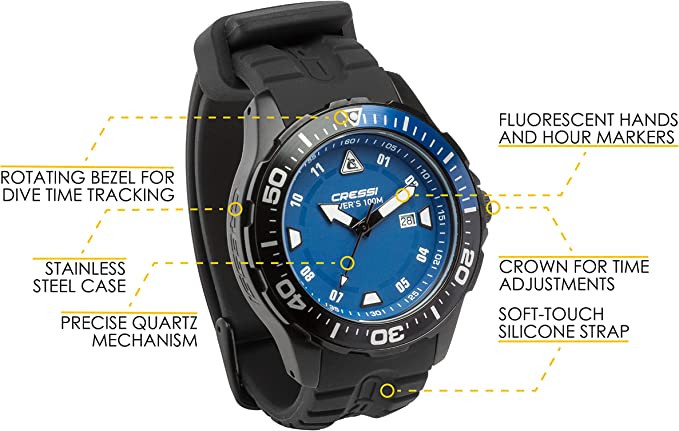 Часы Cressi MANTA WATCH 100m BLACK BLACK BLUE